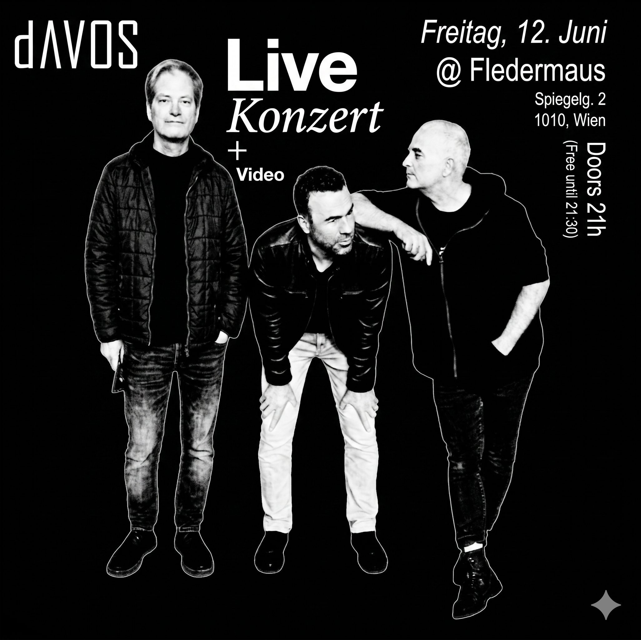 dAVOS Live Konzert Flyer - 12. Juni Wien Fledermaus
